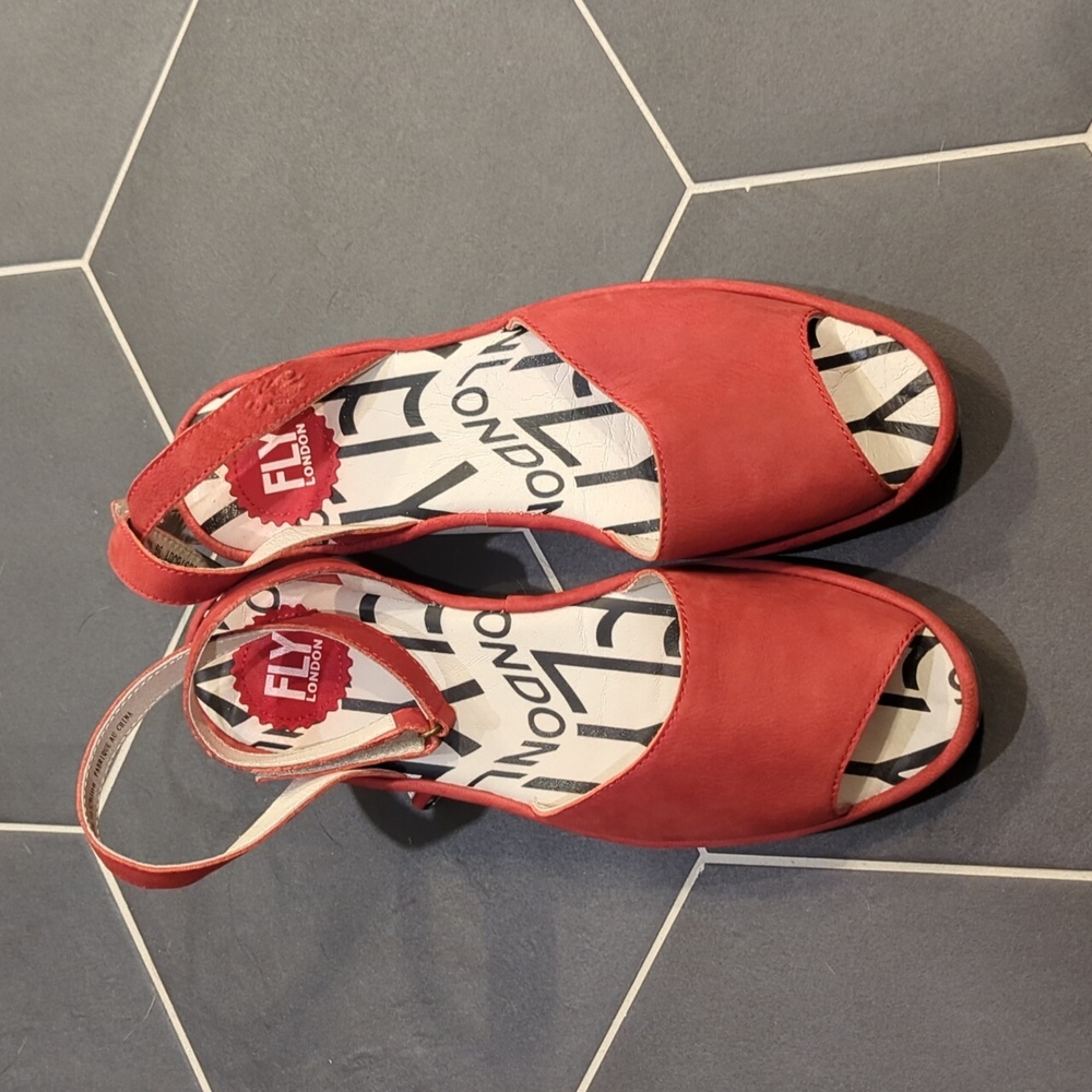 Red wedge sandals from Fly London